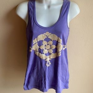 Tory Burch Tank Top Cotton Purple white sequins S